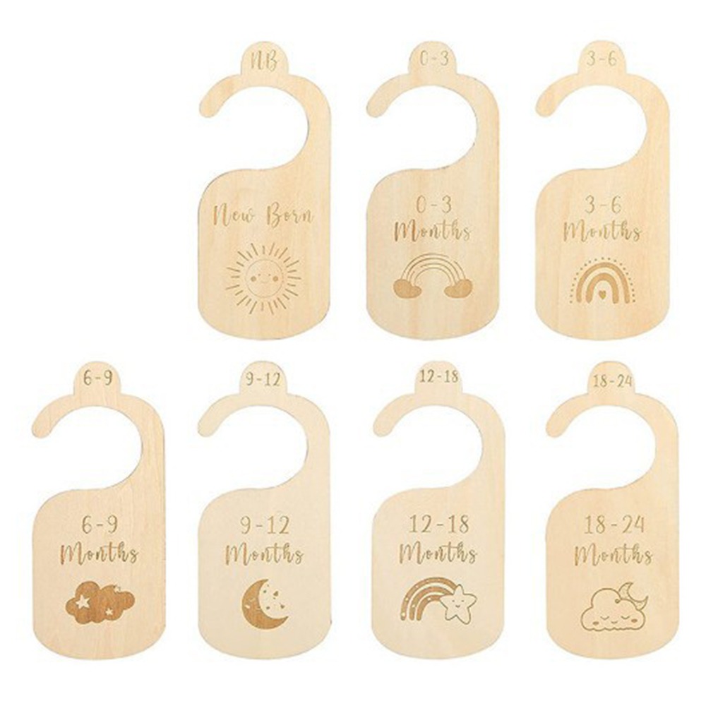 Baby Clothing Cupboard - 7/8Pcs Wood Baby Closet Divider Cartoon