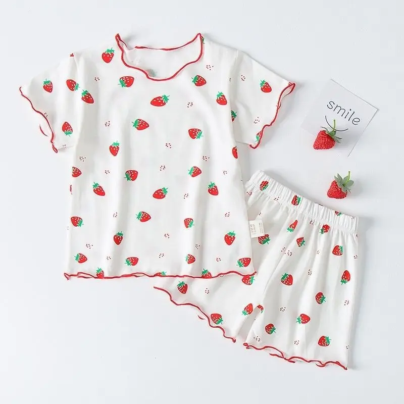 Girls Summer Pajama Set Strawb - Baby Sleep Suit ulasan dan harga