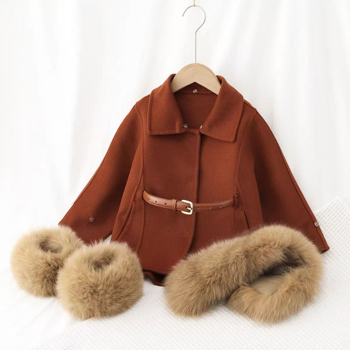 Girls' Double-sided Wool Coat  - Baby Clothing High End ulasan dan harga