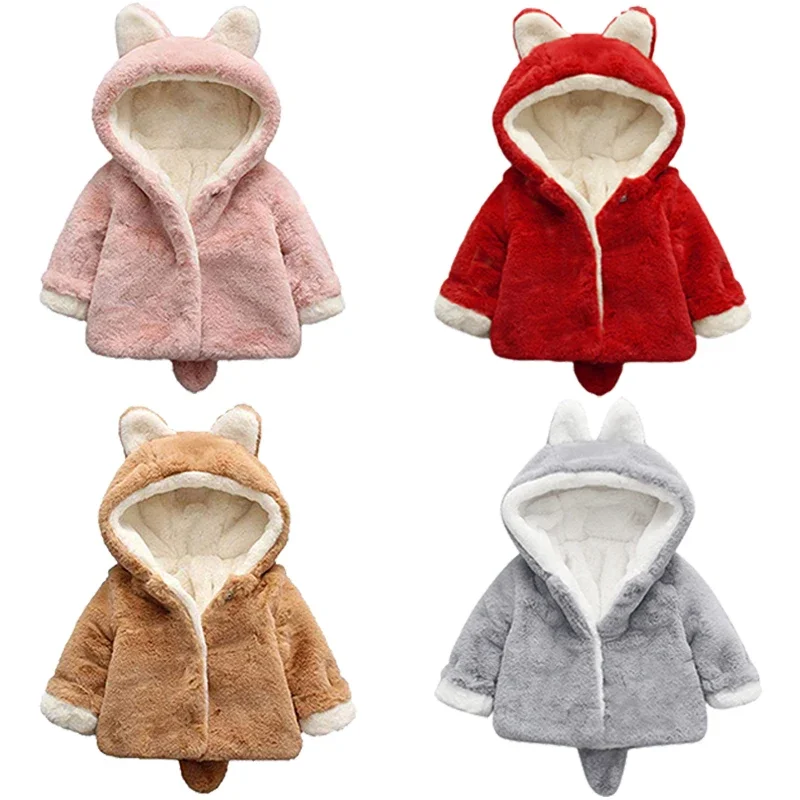 Cute Cat Ears Plush Baby Jacke - Baby Xmas Clothing ulasan dan harga