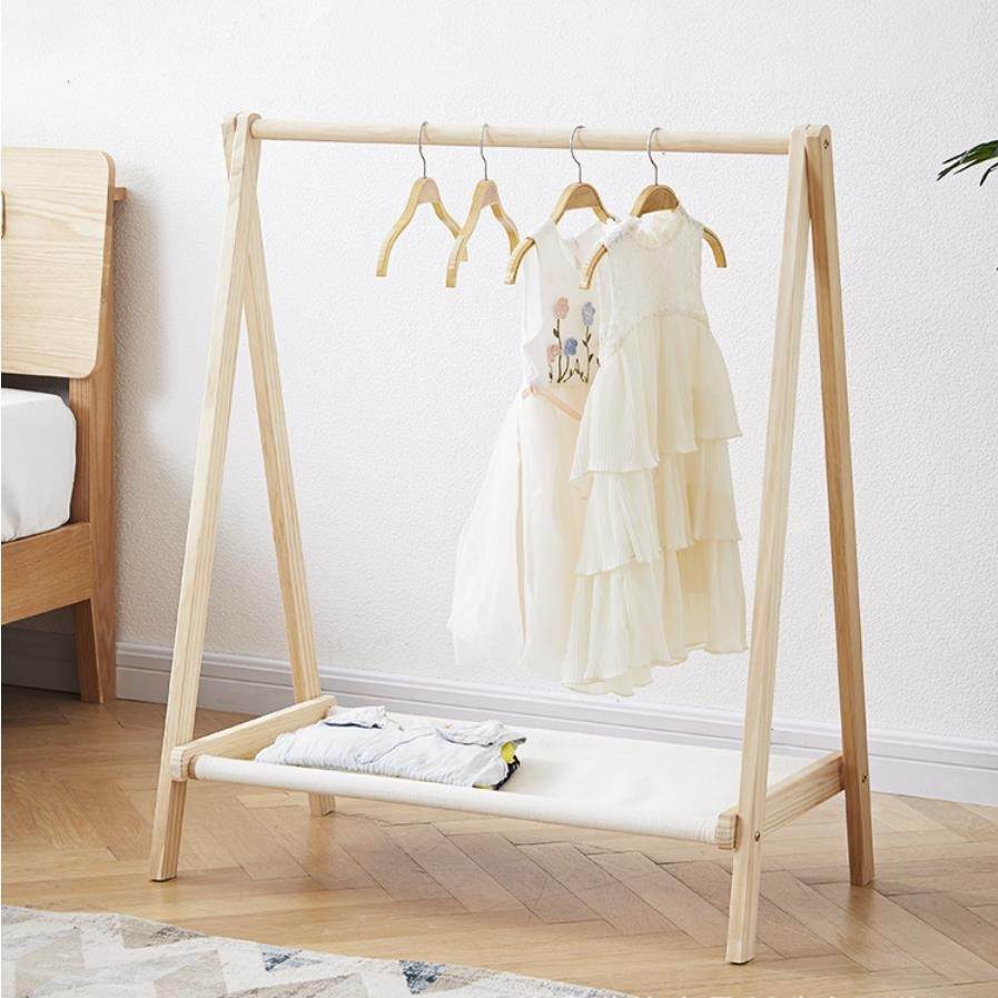 Solid Wood Floor Standing Clot - Baby Clothing Rack ulasan dan harga